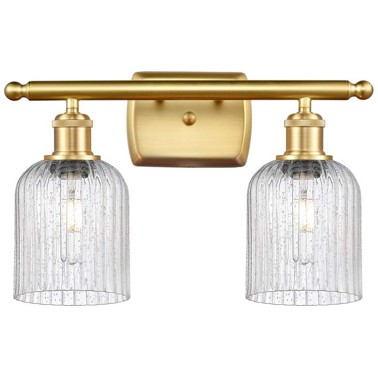 Image 1 Ballston Bridal Veil 2 Light 15" Bath Vanity Satin Gold Seedy Shade