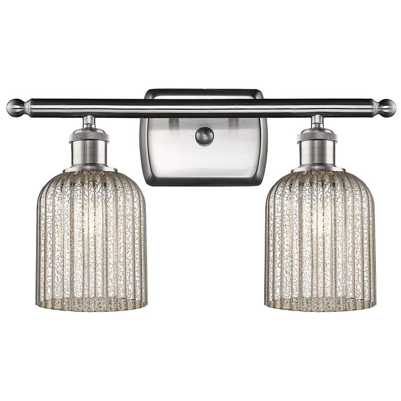 Image 1 Ballston Bridal Veil 2 Light 15" Bath Vanity Satin Nickel Mercury Shade
