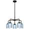 Ballston Bridal Veil 23" 5 Light Stem Hung Chandelier Black w/ Blue Shade