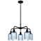 Ballston Bridal Veil 23" 5 Light Stem Hung Chandelier Black w/ Blue Shade