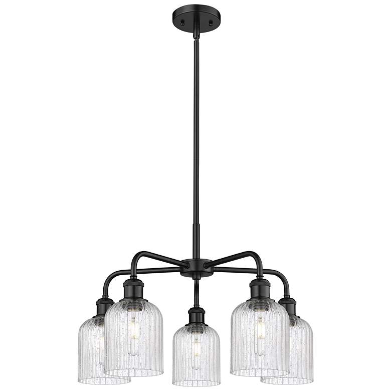 Image 1 Ballston Bridal Veil 23" 5 Light Stem Hung Chandelier Black w/ Seedy Shade