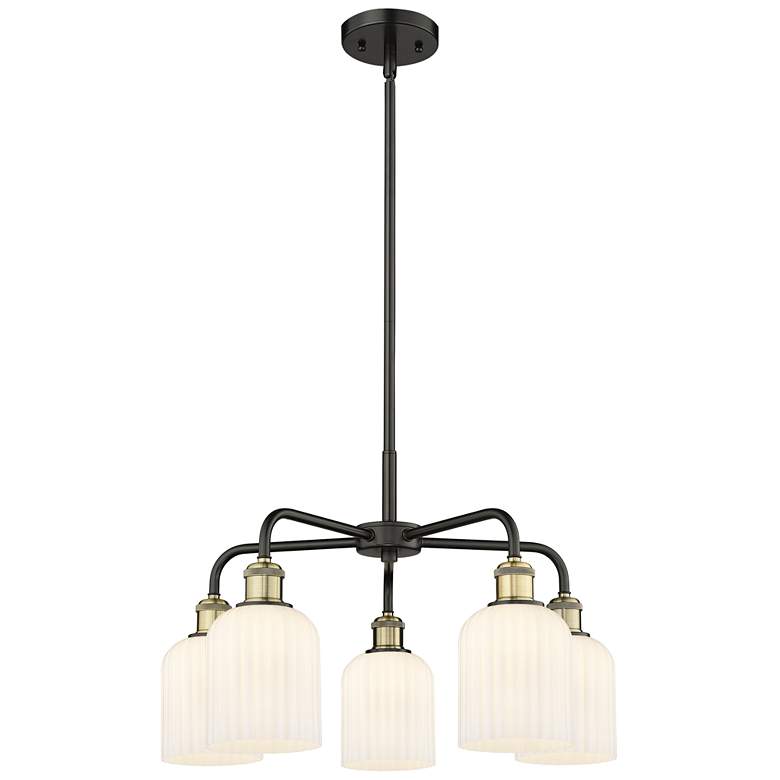 Image 1 Ballston Bridal Veil 23" 5 Light Stem Hung Chandelier Black w/ White Shade