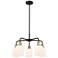 Ballston Bridal Veil 23" 5 Light Stem Hung Chandelier Black w/ White Shade