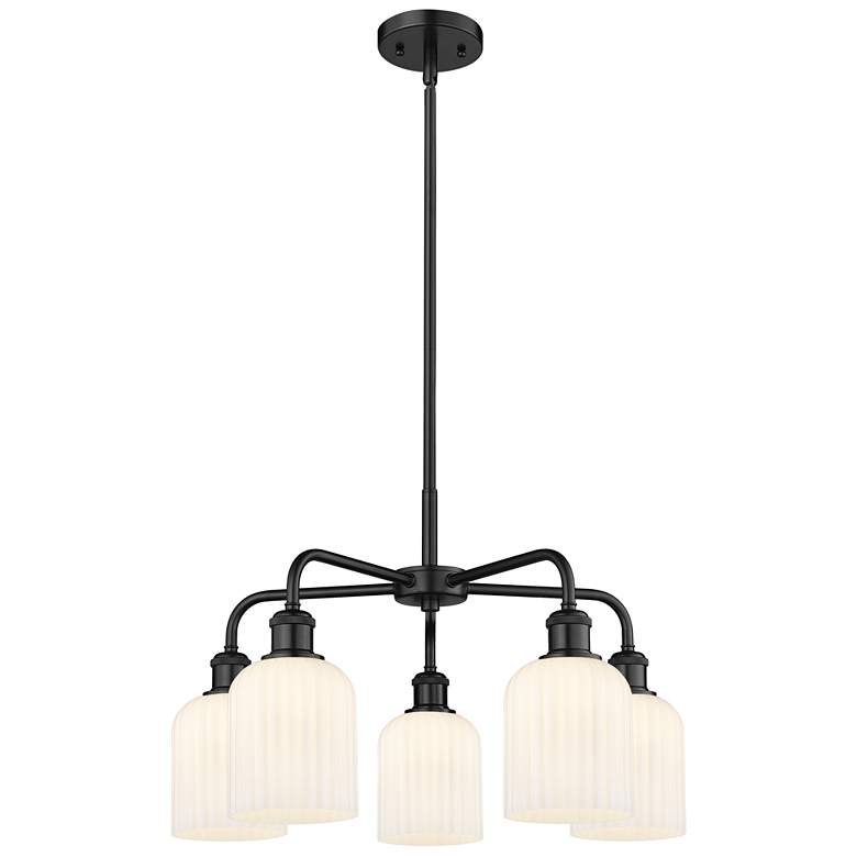 Image 1 Ballston Bridal Veil 23" 5 Light Stem Hung Chandelier Black w/ White Shade