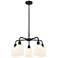 Ballston Bridal Veil 23" 5 Light Stem Hung Chandelier Black w/ White Shade