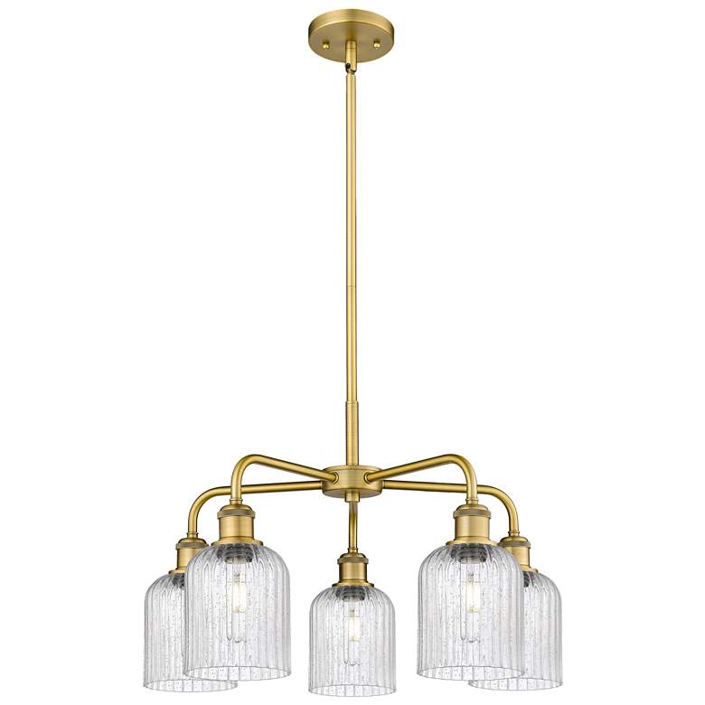 Image 1 Ballston Bridal Veil 23" 5 Light Stem Hung Chandelier Brass w/ Seedy Shade