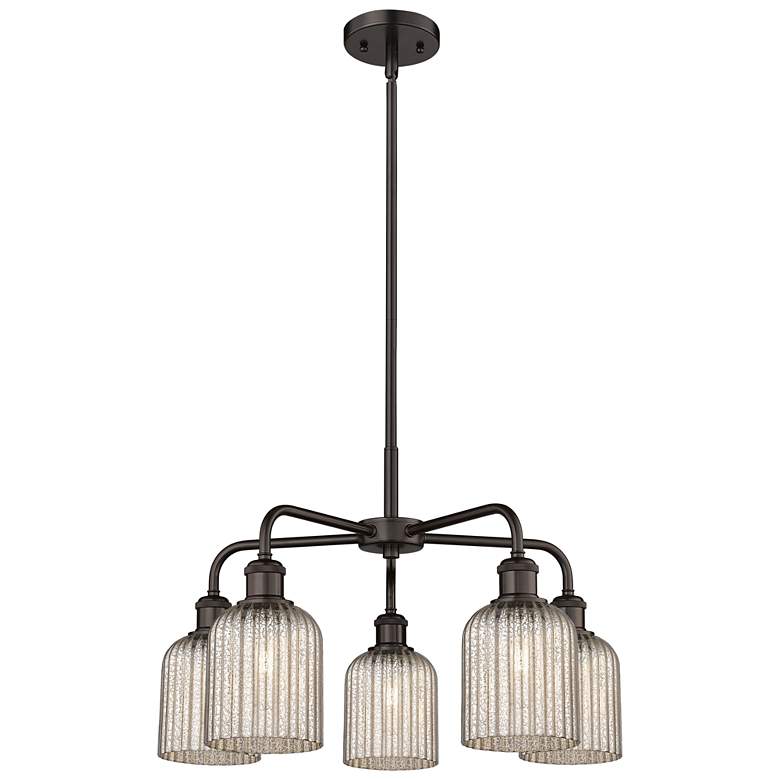 Image 1 Ballston Bridal Veil 23" 5 Light Stem Hung Chandelier Bronze Mercury Shade