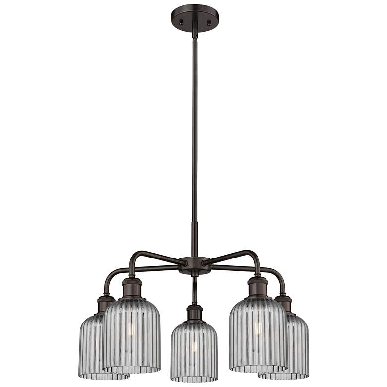 Image 1 Ballston Bridal Veil 23" 5 Light Stem Hung Chandelier Bronze w/ Smoke Shade