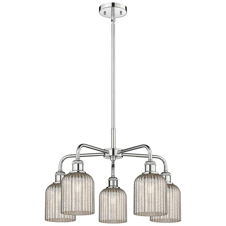 Image 1 Ballston Bridal Veil 23" 5 Light Stem Hung Chandelier Chrome Mercury Shade