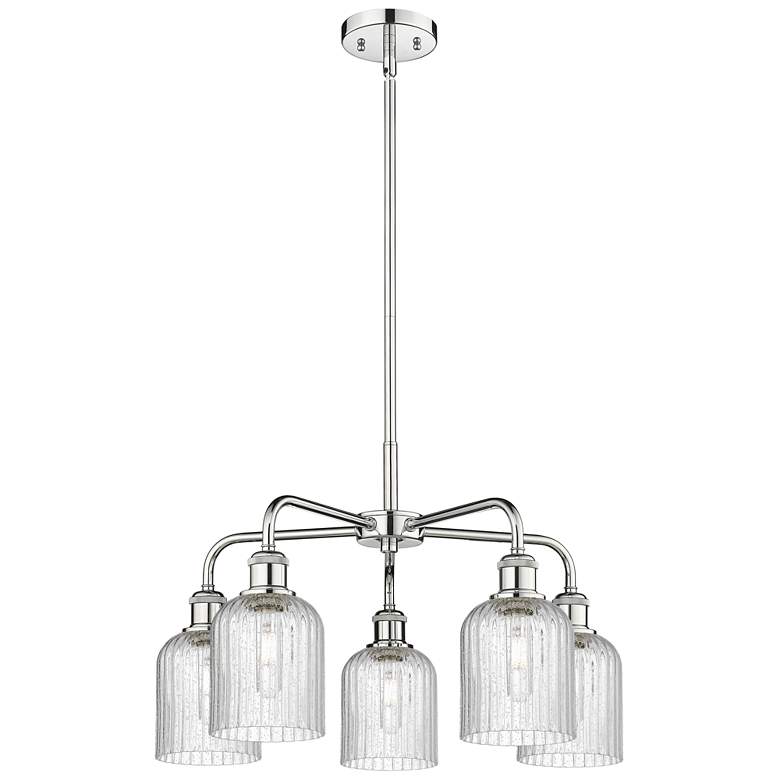 Image 1 Ballston Bridal Veil 23" 5 Light Stem Hung Chandelier Chrome w/ Seedy Shade