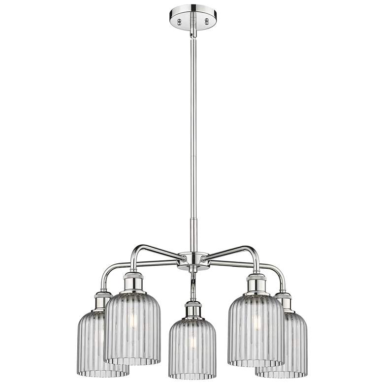 Image 1 Ballston Bridal Veil 23" 5 Light Stem Hung Chandelier Chrome w/ Smoke Shade