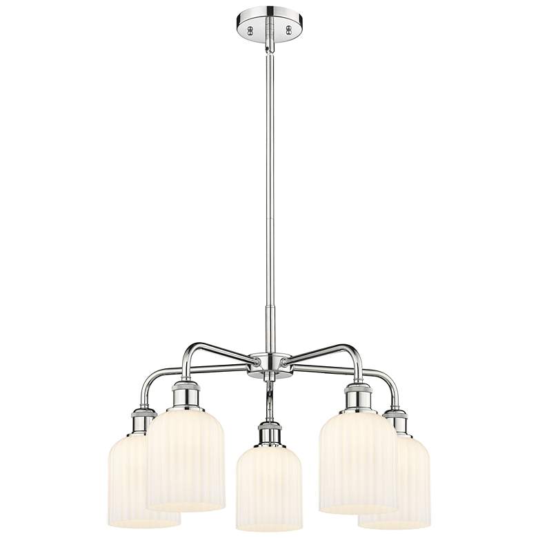 Image 1 Ballston Bridal Veil 23" 5 Light Stem Hung Chandelier Chrome w/ White Shade