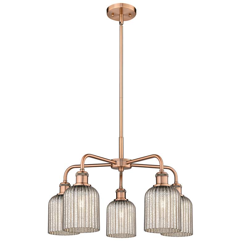 Image 1 Ballston Bridal Veil 23" 5 Light Stem Hung Chandelier Copper Mercury Shade
