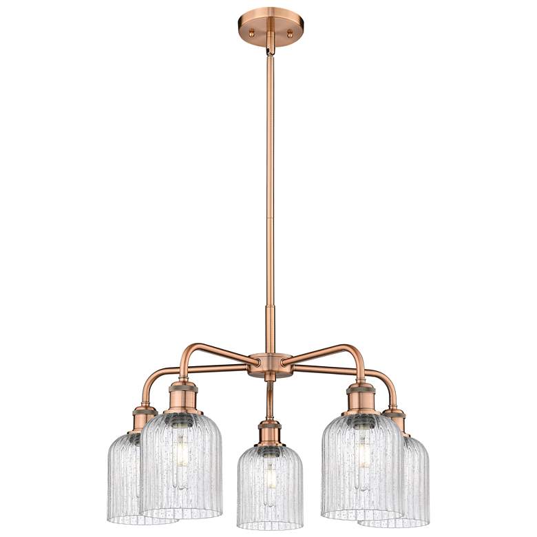 Image 1 Ballston Bridal Veil 23" 5 Light Stem Hung Chandelier Copper w/ Seedy Shade