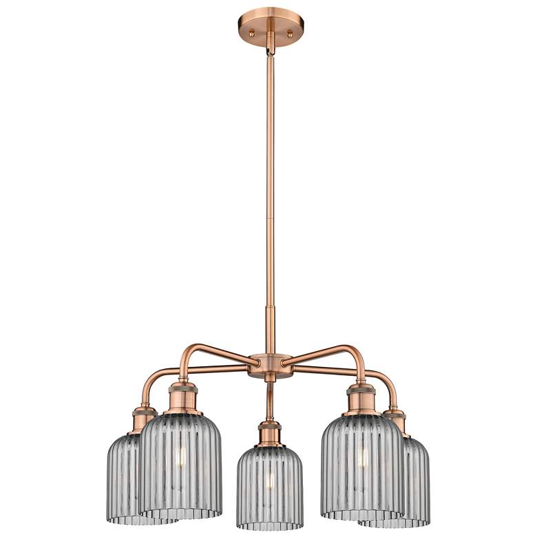 Image 1 Ballston Bridal Veil 23" 5 Light Stem Hung Chandelier Copper w/ Smoke Shade