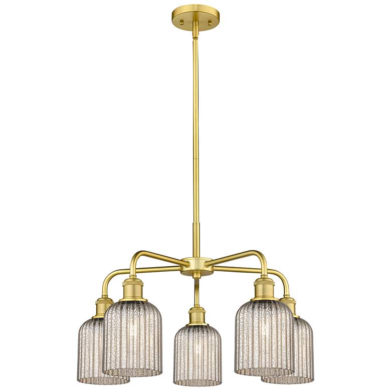 Image 1 Ballston Bridal Veil 23" 5 Light Stem Hung Chandelier Gold w/ Mercury Shade