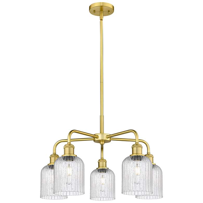Image 1 Ballston Bridal Veil 23" 5 Light Stem Hung Chandelier Gold w/ Seedy Shade