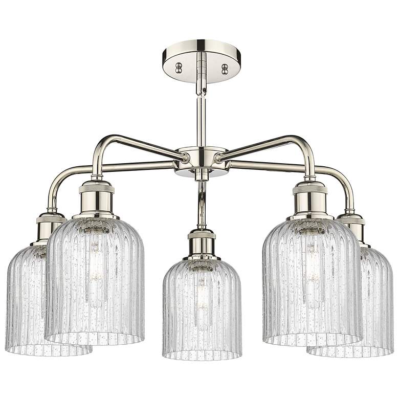 Image 1 Ballston Bridal Veil 23" 5 Light Stem Hung Chandelier Nickel w/ Seedy Shade