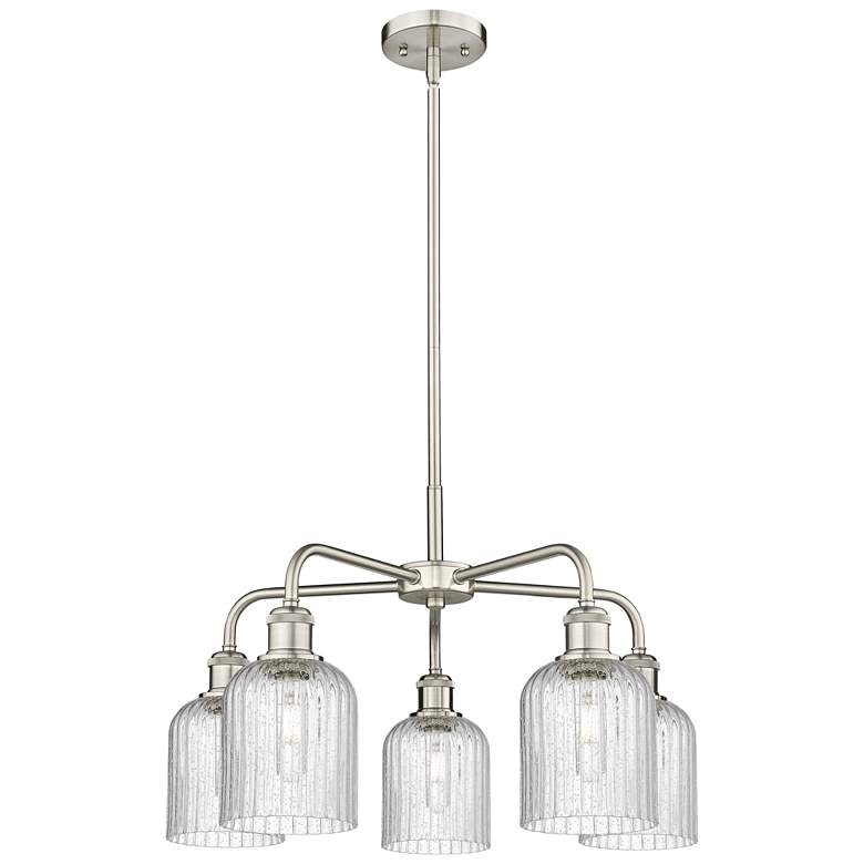 Image 1 Ballston Bridal Veil 23" 5 Light Stem Hung Chandelier Nickel w/ Seedy Shade
