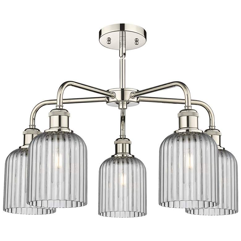 Image 1 Ballston Bridal Veil 23" 5 Light Stem Hung Chandelier Nickel w/ Smoke Shade