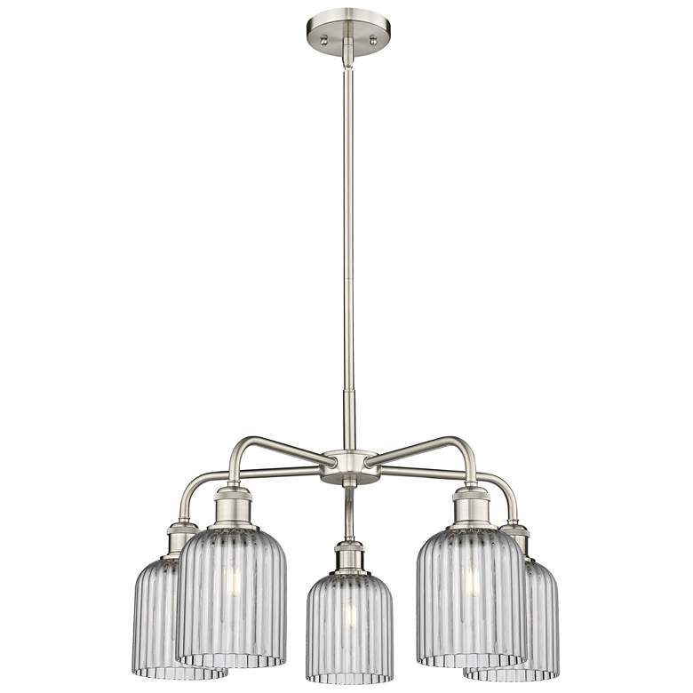Image 1 Ballston Bridal Veil 23" 5 Light Stem Hung Chandelier Nickel w/ Smoke Shade