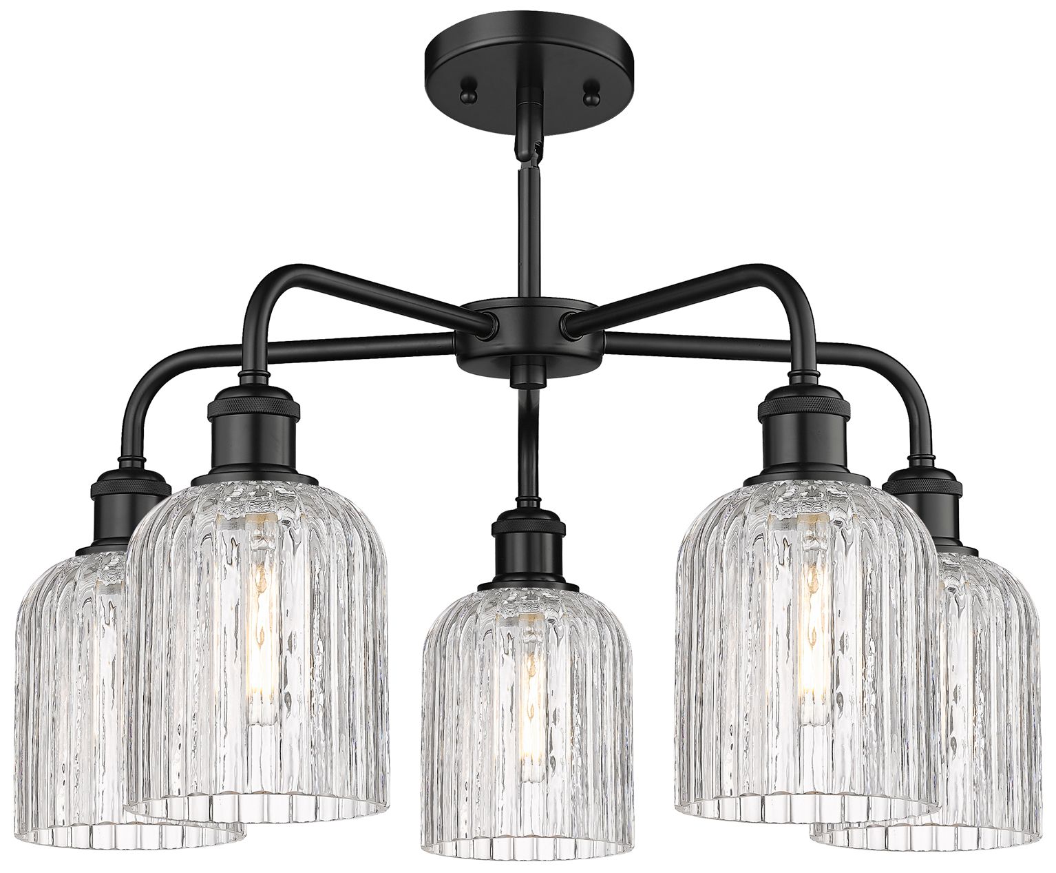 Image 2 Ballston Bridal Veil 23"W 5-Light Black Stem Chandelier w/ Clear Shade more views