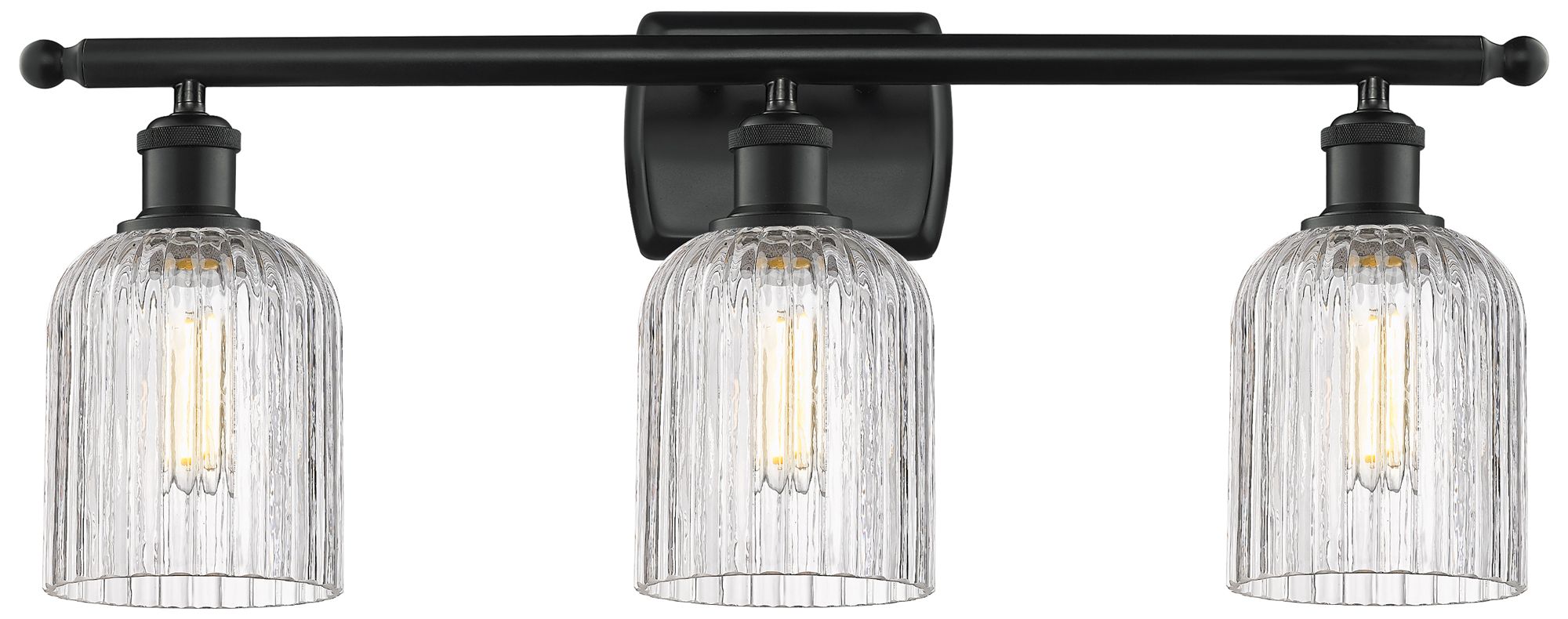 Ballston Bridal Veil 25" Wide 3 Light Matte Black Bath Light w/ Clear