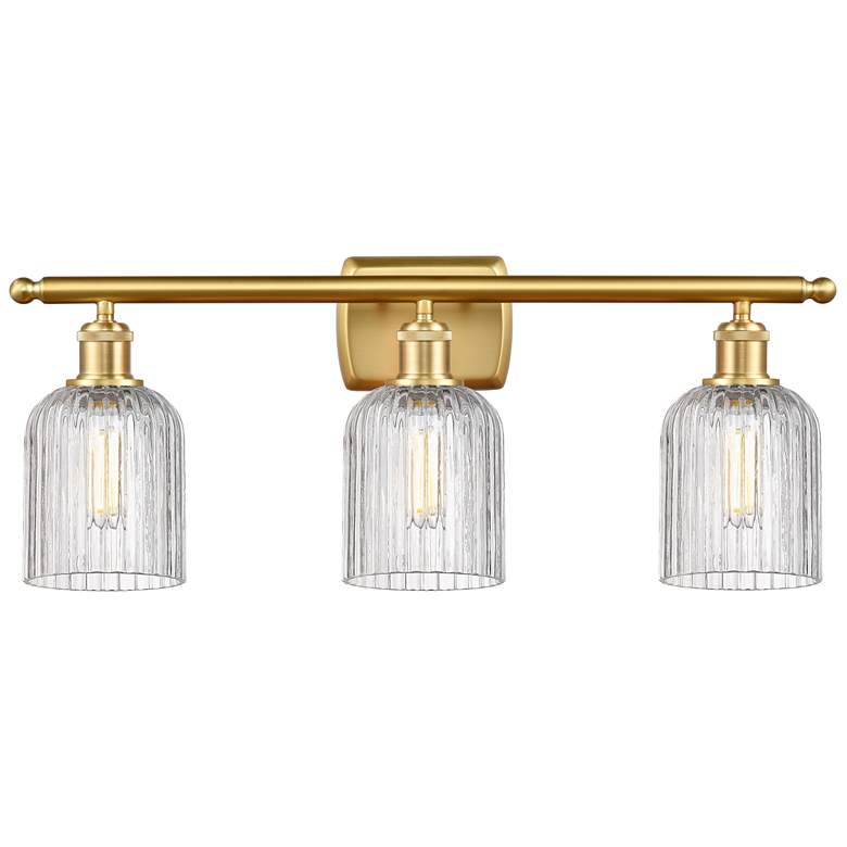Image 1 Ballston Bridal Veil 25" Wide 3 Light Satin Gold Bath Light w/ Clear S