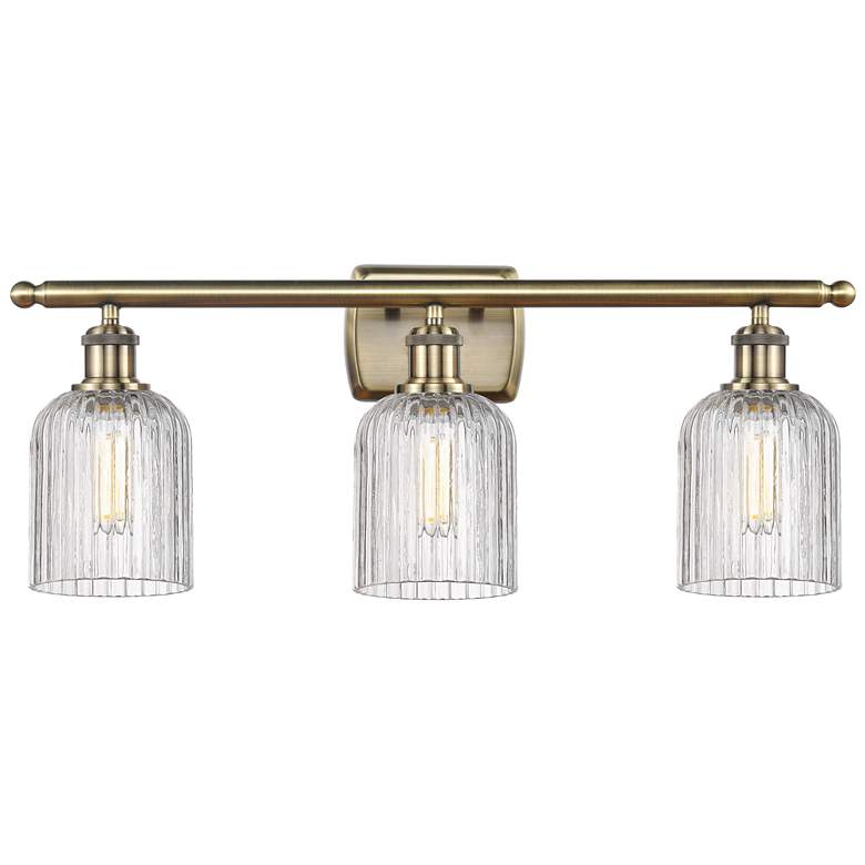Image 1 Ballston Bridal Veil 25"W 3 Light Antique Brass Bath Light w/ Clear Sh
