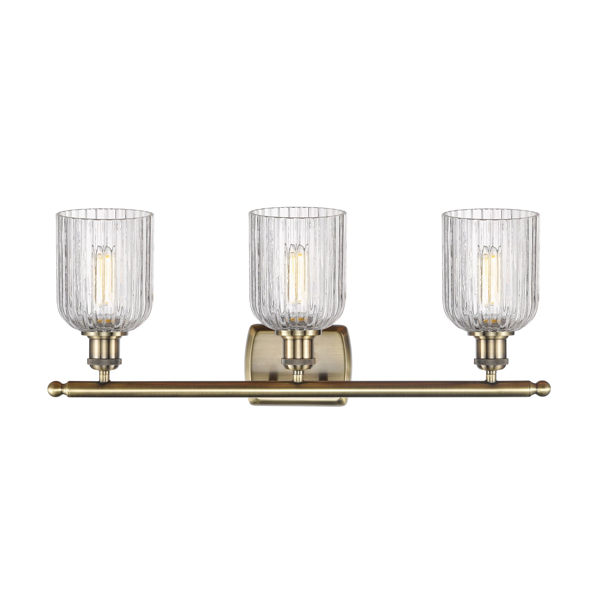 Image 2 Ballston Bridal Veil 25"W 3 Light Antique Brass Bath Light w/ Clear Sh more views