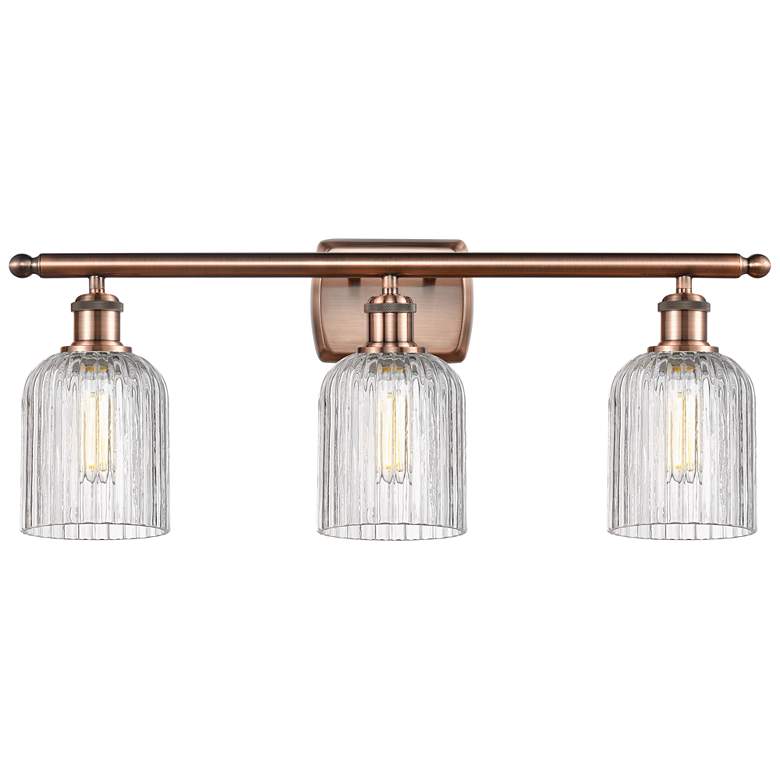 Image 1 Ballston Bridal Veil 25"W 3 Light Antique Copper Bath Light w/ Clear S