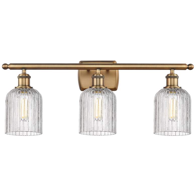 Image 1 Ballston Bridal Veil 25"W 3 Light Brushed Brass Bath Light w/ Clear Sh