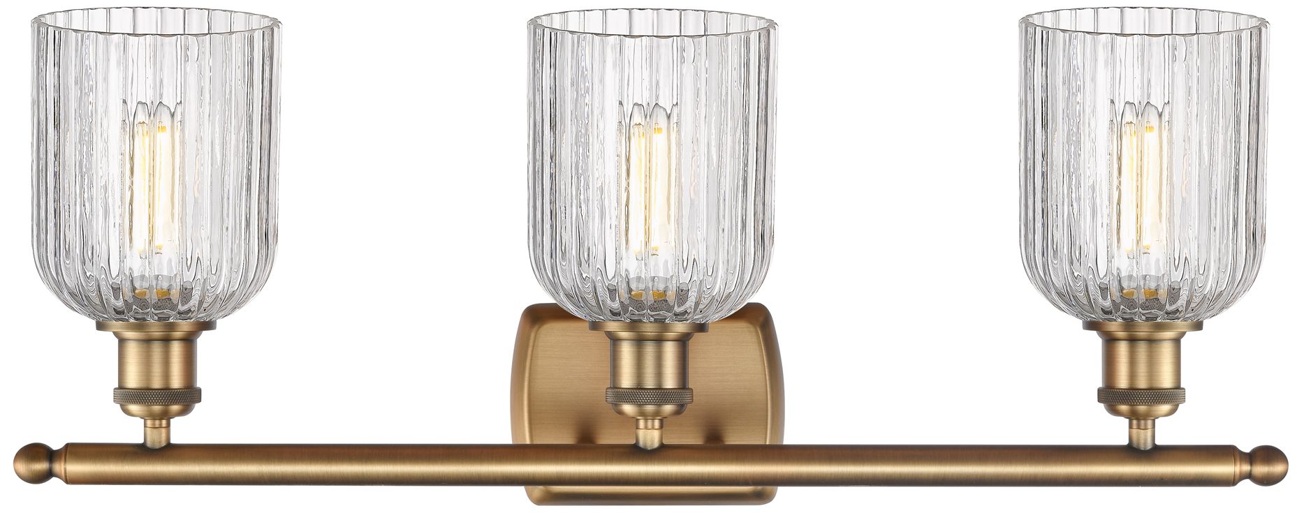 Image 2 Ballston Bridal Veil 25"W 3 Light Brushed Brass Bath Light w/ Clear Sh more views