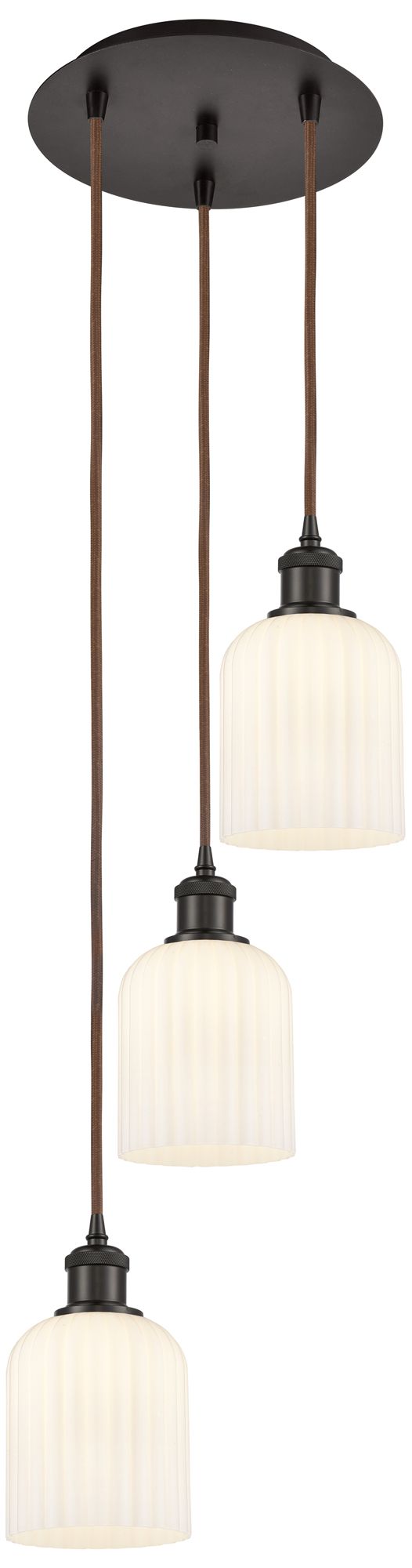 Ballston Bridal Veil 3 Light 12" Cord Hung Multi Pendant Bronze/White Shade