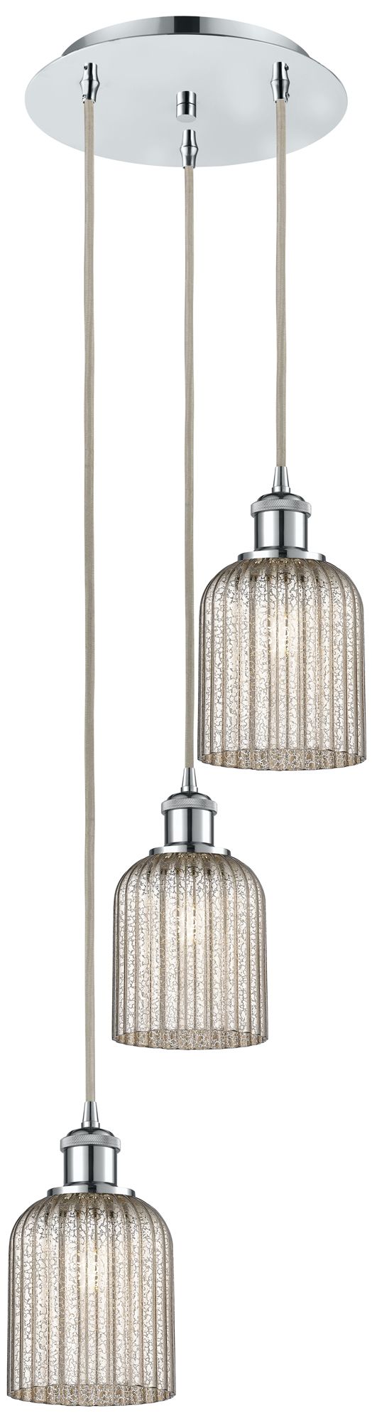 Ballston Bridal Veil 3 Light 12" Cord Hung Multi Pendant Chrome/Mercury