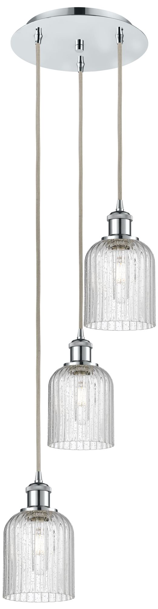 Ballston Bridal Veil 3 Light 12" Cord Hung Multi Pendant Chrome/Seedy Shade