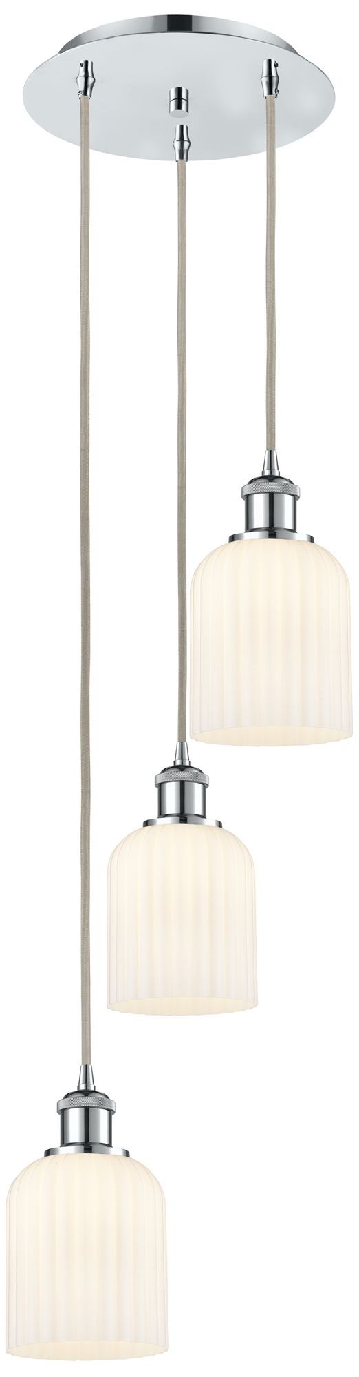 Ballston Bridal Veil 3 Light 12" Cord Hung Multi Pendant Chrome/White Shade
