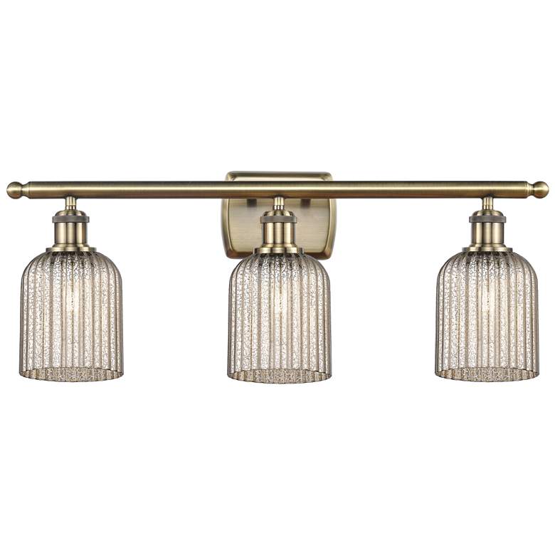 Image 1 Ballston Bridal Veil 3 Light 25" Bath Vanity Antique Brass Mercury Shade