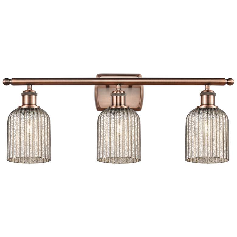 Image 1 Ballston Bridal Veil 3 Light 25" Bath Vanity Antique Copper Mercury Shade