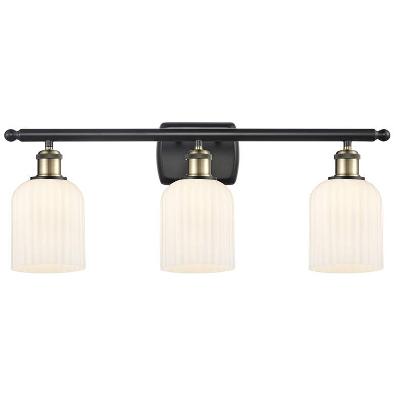 Image 1 Ballston Bridal Veil 3 Light 25" Bath Vanity Black Brass Gloss White Shade