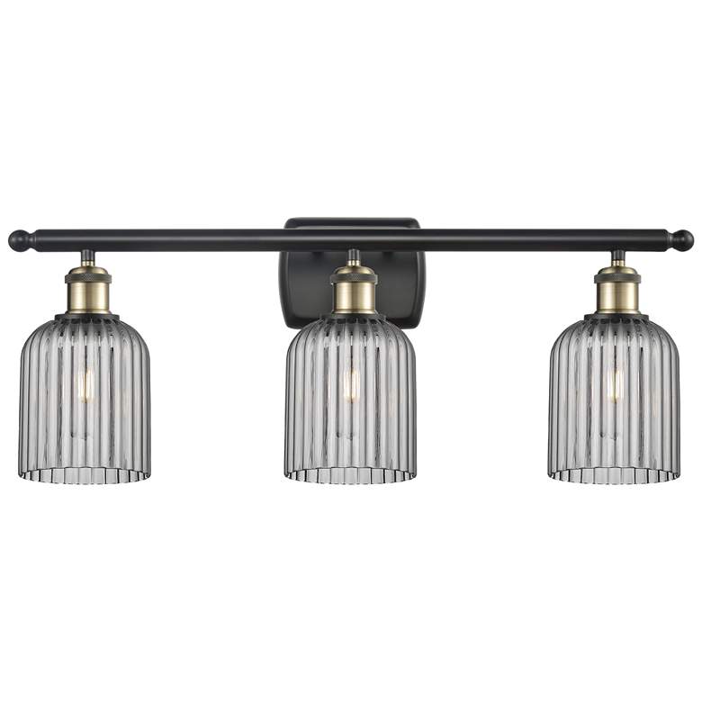 Image 1 Ballston Bridal Veil 3 Light 25" Bath Vanity Black Brass Light Smoke Shade