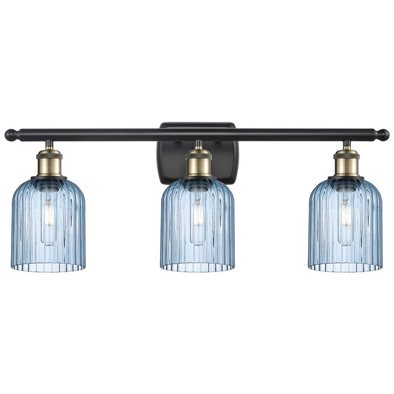 Image 1 Ballston Bridal Veil 3 Light 25" Bath Vanity Black Princess Blue Shade