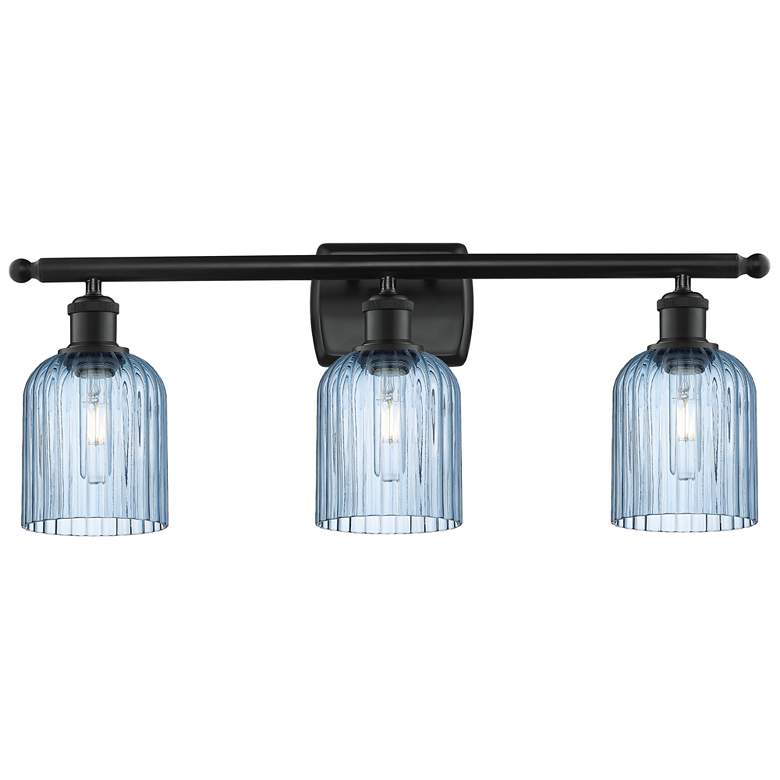Image 1 Ballston Bridal Veil 3 Light 25" Bath Vanity Black Princess Blue Shade