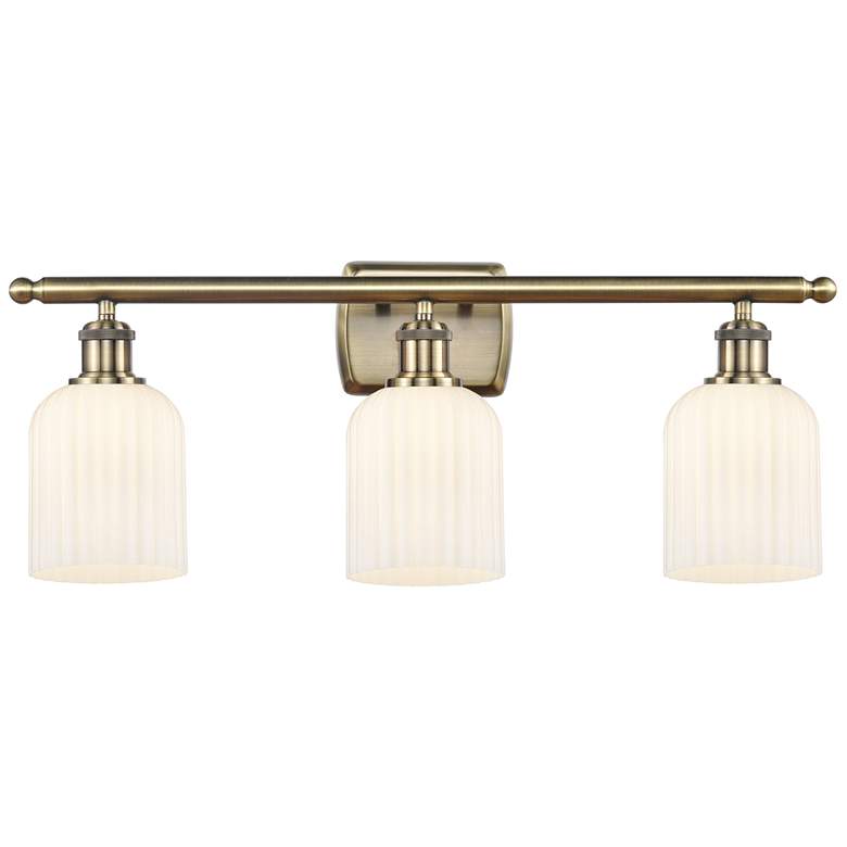 Image 1 Ballston Bridal Veil 3 Light 25" Bath Vanity Brass Gloss White Shade