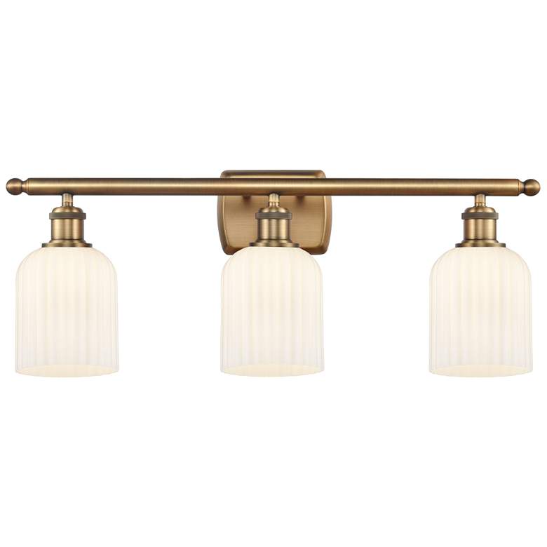 Image 1 Ballston Bridal Veil 3 Light 25" Bath Vanity Brass Gloss White Shade