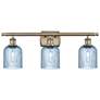 1_Ballston Bridal Veil 3 Light 25" Bath Vanity Brass Princess Blue Shade