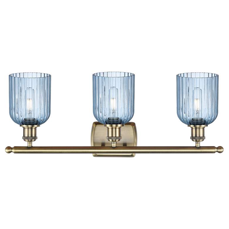 Image 2 Ballston Bridal Veil 3 Light 25" Bath Vanity Brass Princess Blue Shade more views
