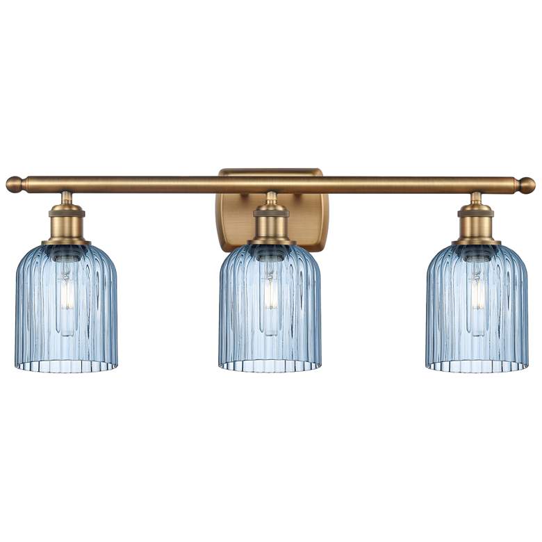 Image 1 Ballston Bridal Veil 3 Light 25" Bath Vanity Brass Princess Blue Shade