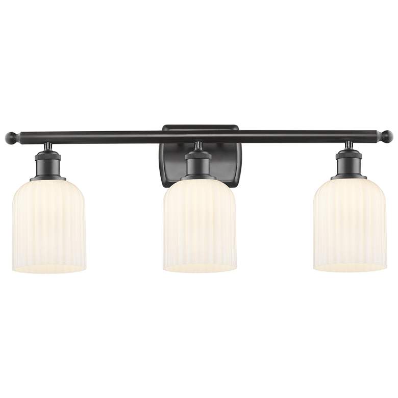 Image 1 Ballston Bridal Veil 3 Light 25" Bath Vanity Bronze Gloss White Shade