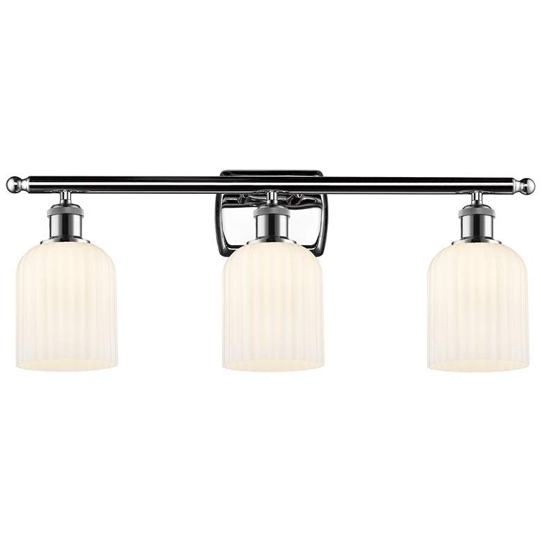 Image 1 Ballston Bridal Veil 3 Light 25" Bath Vanity Chrome Gloss White Shade